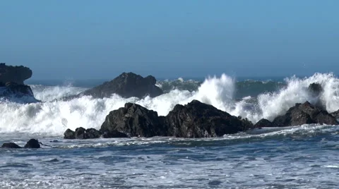 Waves crashing on rocks Stock Footage
