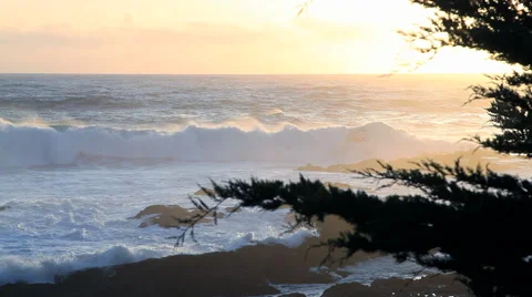 Waves Crashing on rocks Stock Footage 43071854