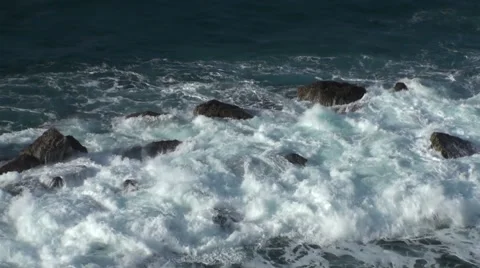 Waves Crashing on Rocks Stock Footage 43163190