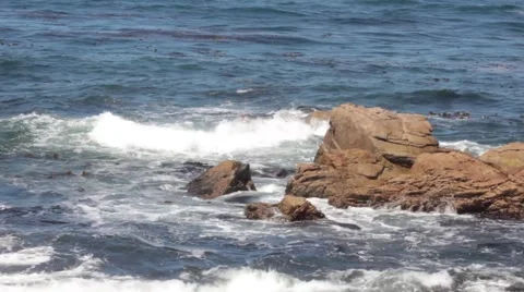 Waves Crashing on Rocks Stock Footage 56360700