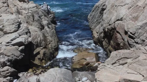 Waves Crashing on Rocks. Stock Footage 56360719