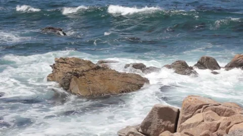 Waves Crashing on Rocks. Stock Footage 56360722