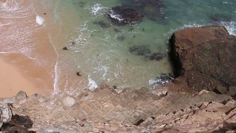 Waves Crashing on Rocks Stock-Footage 80624358