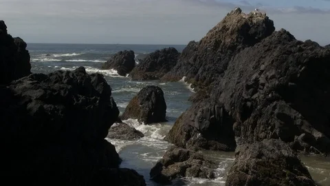 Waves Crashing on Rocks Stock Footage 119892730