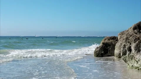 Waves crashing on rocks.  Stock Footage 143809294