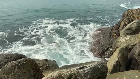 Waves crashing on the rocks Stock Footage 170896637