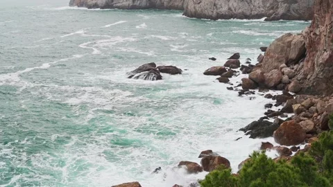 Waves crashing on rocks Stock Footage 204809999