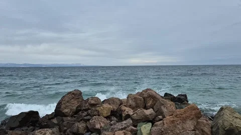 Waves crashing on rocks Stock Footage 300309129
