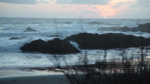 Waves Crashing on rocks in the Pacific Ocean Stock Footage 43395853
