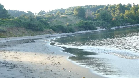 Waves Crashing on Sandy Beach Video stock 54914172