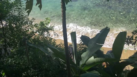 Waves crashing on sandy beach Stock Footage 169594341