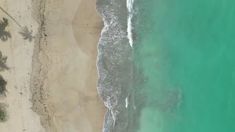 Waves crashing on sandy beach in puerto rico (luquillo surf coast coastline) Stock Footage 277843868