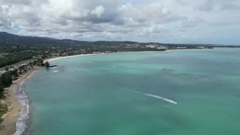 Waves crashing on sandy beach in puerto rico (luquillo surf coast coastline) Video stock 277844009
