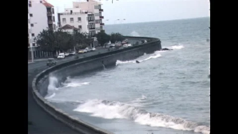 Waves Crashing on Seawall Stock Footage 278331891