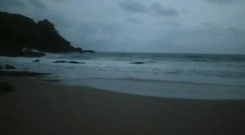 Waves Crashing on the Shore at Evening Stock Footage 237173148