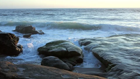 Waves Crashing on the Shore Stock Footage 95087769