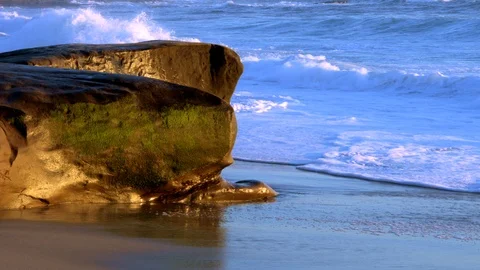 Waves Crashing on the Shore Stock Footage 95098516