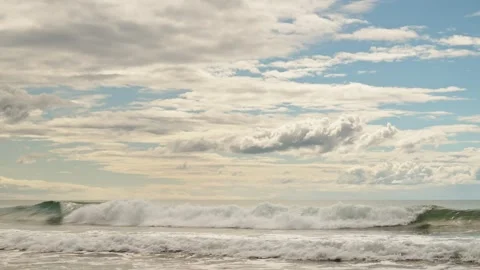 Waves crashing onto shore, video of pristine power and beauty of elements Stock Footage 317455304