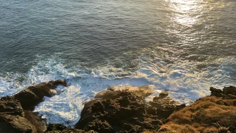 Waves crashing onto the shore, view of the waves from the Iceland Stock Footage 262467728