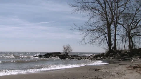 Waves Crashing On Shore wide angle Stock Footage 22782433