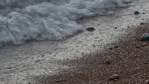 Waves Crashing On A Stone Beach In Brighton Stock Footage 239349371
