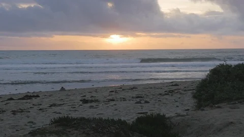 Waves Crashing at Sunset Stock Footage 87716322