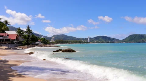 Waves Crashing on Tropical Beach Stock Footage 56424981