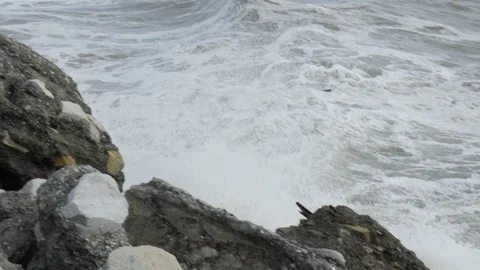 Waves Crashing Upon Rocks Stock Footage 91071597