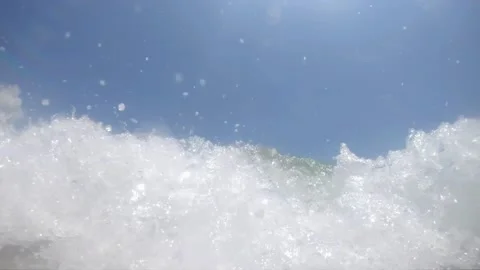 Waves Crashing Into Us in Super Slow Motion Stock Footage 200797529