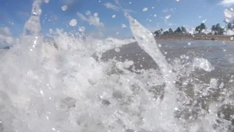 Waves Crashing Into Us in Super Slow Motion Stock Footage 200798252
