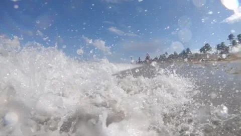 Waves Crashing Into Us in Super Slow Motion Stock Footage 200798300