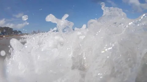 Waves Crashing Into Us in Super Slow Motion Stock Footage 200798324