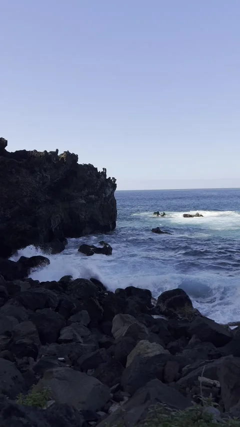 Waves Crashing on Volcanic Cliffs in San Juan de la Rambla, Tenerife 14 Stock Footage 301588445