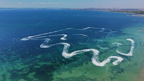 Waves create patterns on water surface near coastal area Stock Footage 339652288