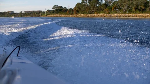 Waves Created from Behind Motorized Boat Stock Footage 93759449