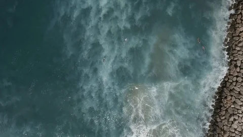 Waves Creating Abstract Shapes From Above 4K Stock Footage 86316557