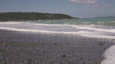 Waves crushing on the beach Stock Footage 131392979