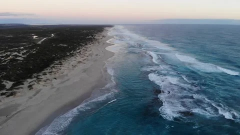 Waves crushing on empty beach - Western Australia - Sunset Stock Footage 132377975