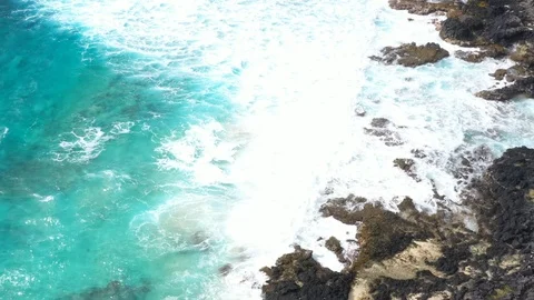 Waves crushing on lava rocks Stock Footage 112191296