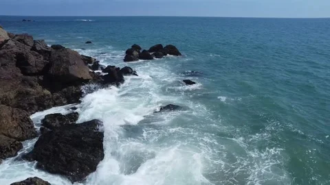 Waves Crushing on Malibu beach Cliffs Stock Footage 274040980