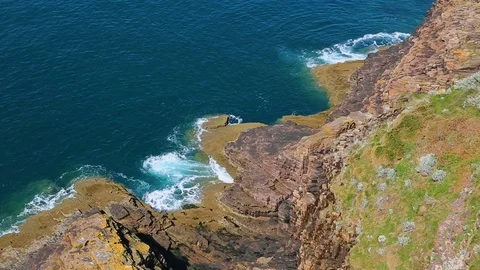 Waves Crushing on the Rocks in Brittany Stock Footage 103525627