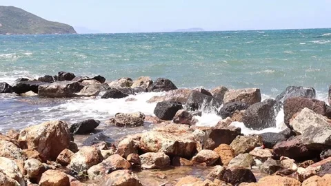 Waves Crushing on the Rocks Stock Footage 236657525