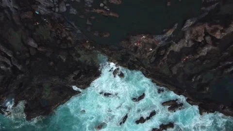 Waves crushing on rocks, Playa la Arena,Tenerife Stock Footage 195339004