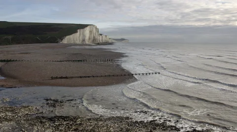 Waves At Cuckmere Haven Stock Footage 47073405