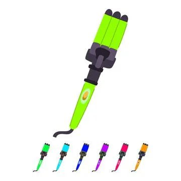 Waves curling iron vector cartoon graphic Stock Illustration