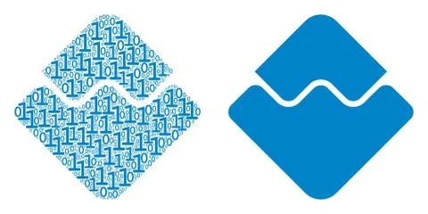 Waves Currency Collage of Binary Digits Stock Illustration