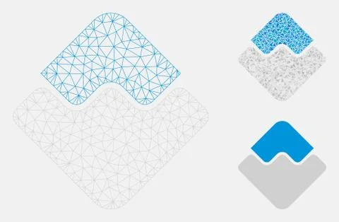 Waves Currency Vector Mesh 2D Model and Triangle Mosaic Icon 스톡 일러스트