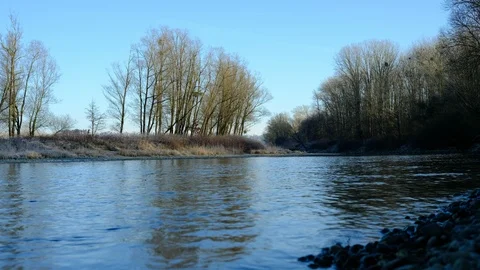 Waves at the danube river in Winter Stock Footage 126522891