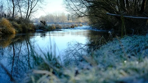 Waves at the danube river in Winter Stock Footage 126523306