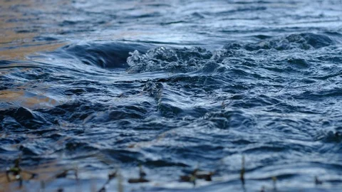 Waves at the danube river in Winter Stock Footage 126523761